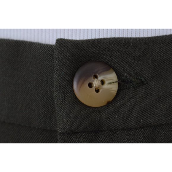 Vintage 80s Olive Green Stretch Pants size 12P | 32 waist - Picture 7 of 10